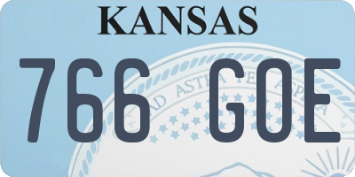 KS license plate 766GOE