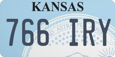 KS license plate 766IRY