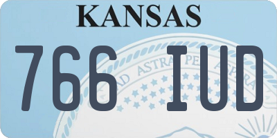 KS license plate 766IUD