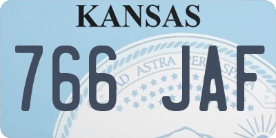 KS license plate 766JAF