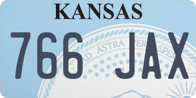 KS license plate 766JAX