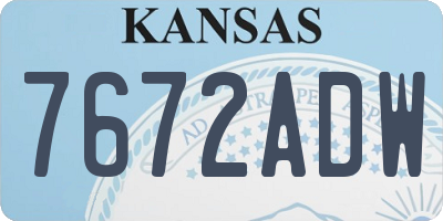 KS license plate 7672ADW