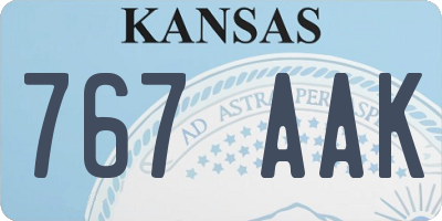 KS license plate 767AAK
