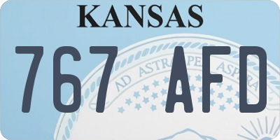 KS license plate 767AFD