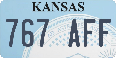 KS license plate 767AFF