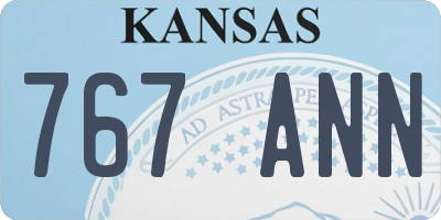 KS license plate 767ANN