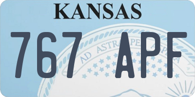 KS license plate 767APF