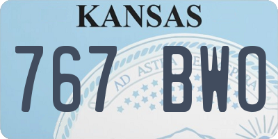 KS license plate 767BWO