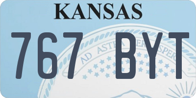 KS license plate 767BYT