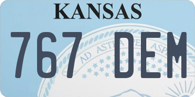 KS license plate 767DEM