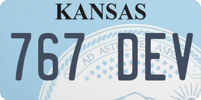 KS license plate 767DEV