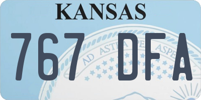 KS license plate 767DFA