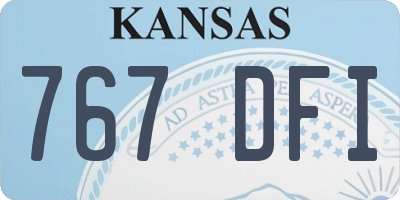 KS license plate 767DFI