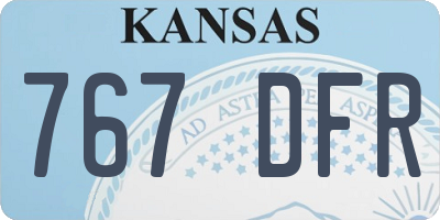 KS license plate 767DFR