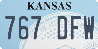 KS license plate 767DFW