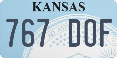 KS license plate 767DOF