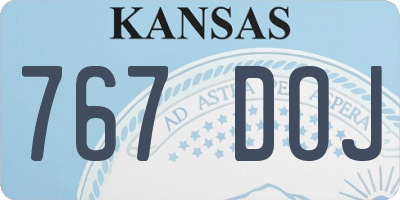 KS license plate 767DOJ