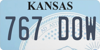 KS license plate 767DOW