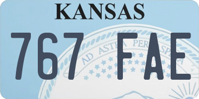 KS license plate 767FAE