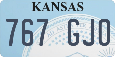 KS license plate 767GJO