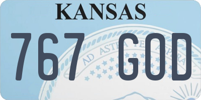 KS license plate 767GOD
