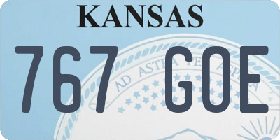KS license plate 767GOE