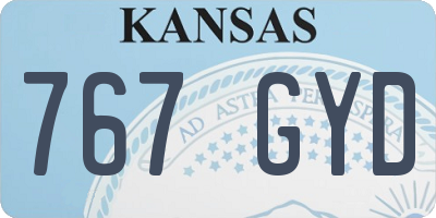 KS license plate 767GYD