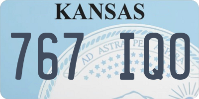 KS license plate 767IQO