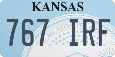 KS license plate 767IRF