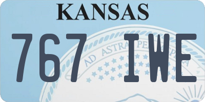 KS license plate 767IWE