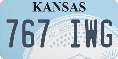 KS license plate 767IWG