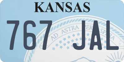 KS license plate 767JAL