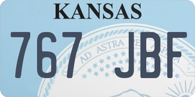 KS license plate 767JBF