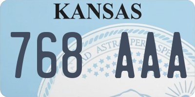 KS license plate 768AAA