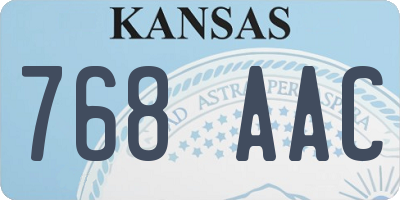 KS license plate 768AAC