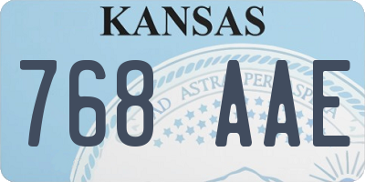 KS license plate 768AAE