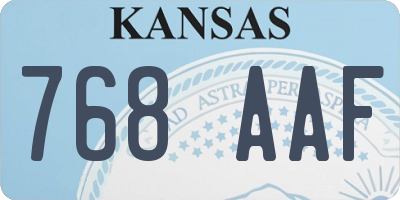 KS license plate 768AAF