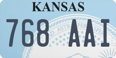 KS license plate 768AAI