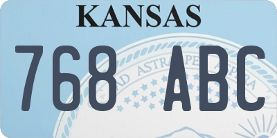KS license plate 768ABC