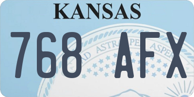 KS license plate 768AFX