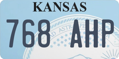 KS license plate 768AHP