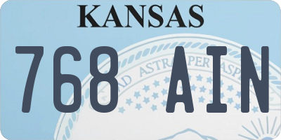 KS license plate 768AIN