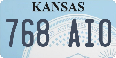 KS license plate 768AIO
