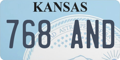 KS license plate 768AND