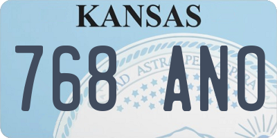 KS license plate 768ANO