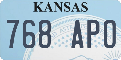 KS license plate 768APO