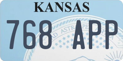 KS license plate 768APP