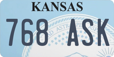 KS license plate 768ASK