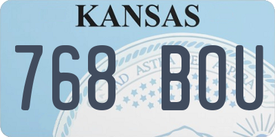 KS license plate 768BOU