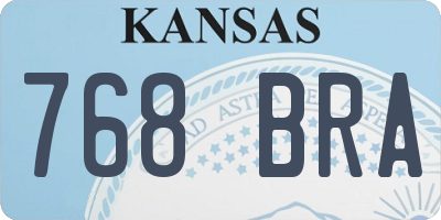 KS license plate 768BRA